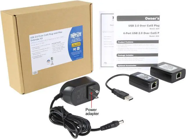 Alt view image 11 of 10 - Tripp Lite 1-Port USB 2.0 Over Cat5/Cat6 Extender Kit, Transmitter & Receiver, Hi-Speed USB-A Up to 164 ft. (B203-101-PNP)