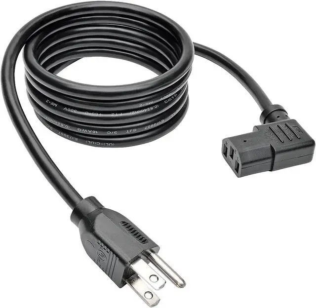Alt view image 2 of 2 - Tripp Lite Model P006-010-13RA 10 ft. Standard Computer Power Cord, 10A, 18AWG (NEMA 5-15P to Right Angle IEC-320-C13)