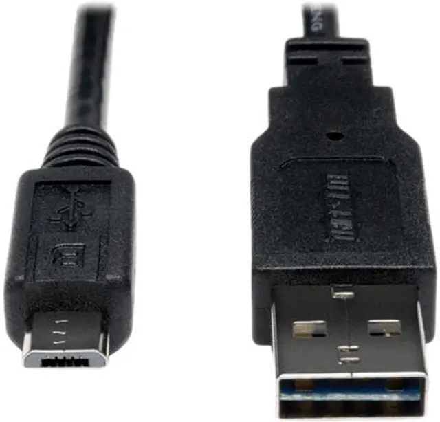 Main image of Tripp Lite UR050-001-24G Black Universal Reversible USB 2.0 Hi-Speed Cable, 28/24AWG (Reversible A to 5Pin Micro B M/M)