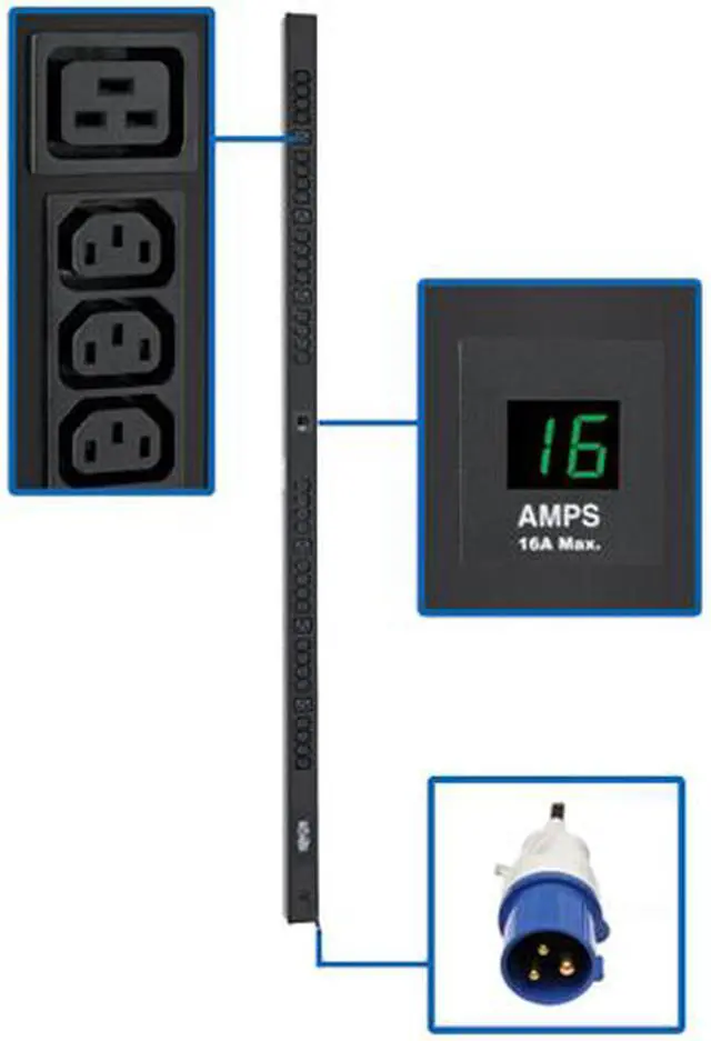 Main image of Tripp Lite PDUMV16HV Metered 0U 200/220/230/240V nominal, single phase 16A 10 ft Power Distribution Unit