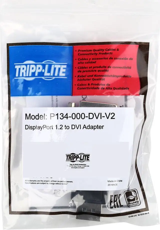 Alt view image 3 of 3 - Tripp Lite DisplayPort to DVI Compact Cable Adapter, DP 1.2, Converter for DP to DVI M/F (P134-000-DVI-V2)