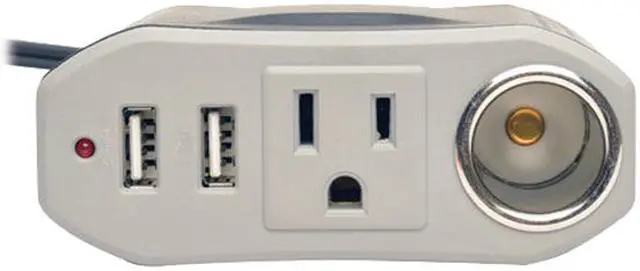 Alt view image 2 of 3 - Tripp Lite 100W Car Power Inverter with Outlet, 12V CLA Receptacle & 2 USB Charging Ports (PV100USB)