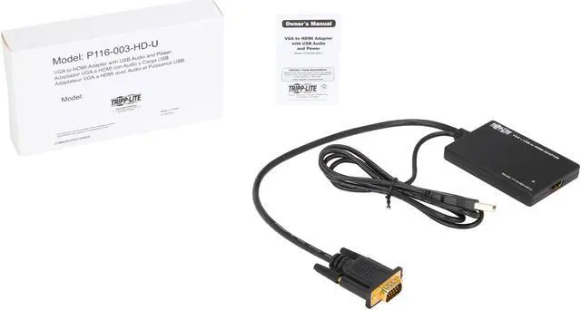Alt view image 13 of 12 - Tripp Lite P116-003-HD-U VGA to HDMI Converter/Adapter with USB Audio and Power, 1080p
