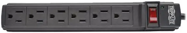 Alt view image 2 of 6 - Tripp Lite 6-Outlet Power Strip, 6 ft. Cord, Black Housing (PS66B)