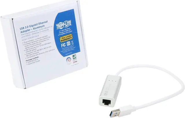 Alt view image 8 of 8 - Tripp Lite U336-000-GB-AL USB 3.0 SuperSpeed to Gigabit Ethernet NIC Network Adapter, 10/100/1000, Plug and Play, Aluminum
