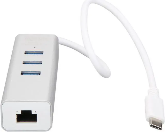 Alt view image 3 of 7 - 3-Port USB-C Hub with LAN Port, USB-C to 3x USB-A Ports and Gbe, USB 3.0, White