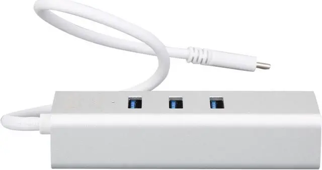 Alt view image 4 of 7 - 3-Port USB-C Hub with LAN Port, USB-C to 3x USB-A Ports and Gbe, USB 3.0, White