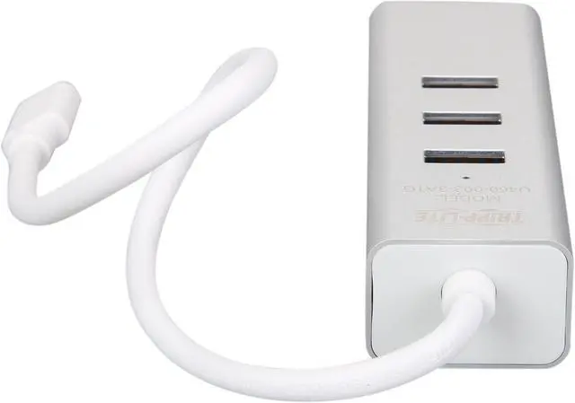 Alt view image 5 of 7 - 3-Port USB-C Hub with LAN Port, USB-C to 3x USB-A Ports and Gbe, USB 3.0, White