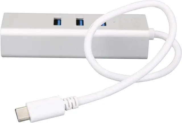 Alt view image 6 of 7 - 3-Port USB-C Hub with LAN Port, USB-C to 3x USB-A Ports and Gbe, USB 3.0, White