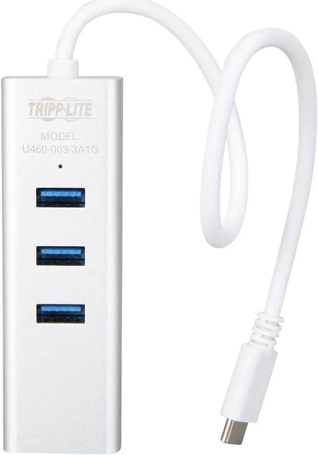 Alt view image 7 of 7 - 3-Port USB-C Hub with LAN Port, USB-C to 3x USB-A Ports and Gbe, USB 3.0, White