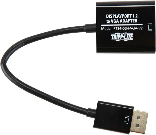 Alt view image 2 of 11 - Tripp Lite DisplayPort to VGA Active Cable Adapter, DP 1.2, Converter for DP to HD15 (M/F), 1920 x 1200/1080p, 6 in. (P134-06N-VGA-V2)