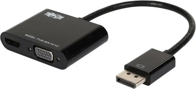 Alt view image 2 of 5 - Tripp Lite P136-06N-HV-V2 DisplayPort to HDMI VGA Adapter Converter 4Kx2K DP to HDMI VGA