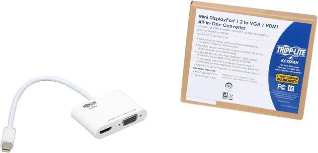 Alt view image 6 of 6 - Tripp Lite P137-06N-HV-V2W Mini Displayport to HDMI VGA 4K Adapter Cable MDP to HDMI VGA