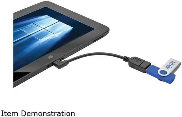 Alt view image 3 of 3 - Tripp Lite Micro USB to USB OTG Host Adapter Cable, Right-Angle 5-Pin USB Micro-B to USB-A (M/F), Black, 6 in. 6" (U052-06N-RA)