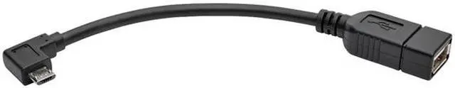 Alt view image 2 of 3 - Tripp Lite Micro USB to USB OTG Host Adapter Cable, Right-Angle 5-Pin USB Micro-B to USB-A (M/F), Black, 6 in. 6" (U052-06N-RA)