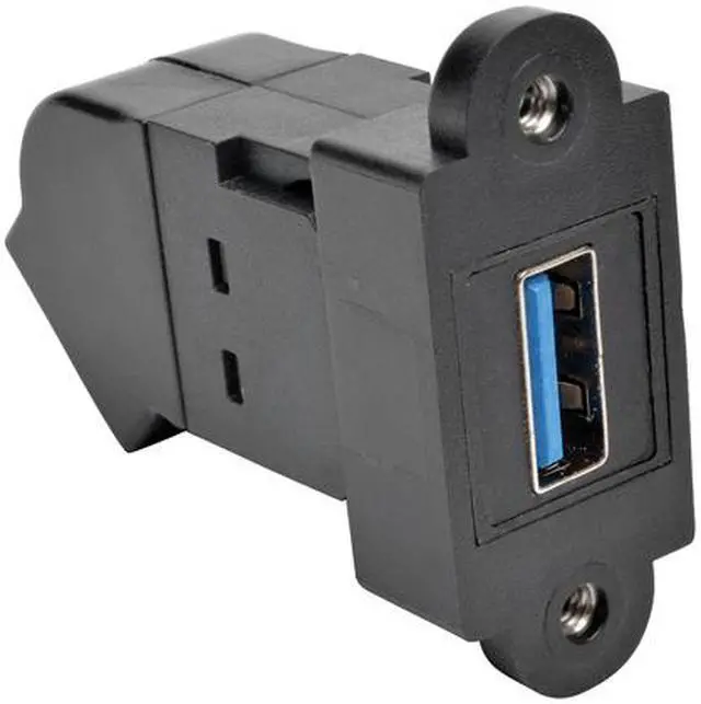 Alt view image 2 of 6 - Tripp Lite USB 3.0 Keystone Panel Mount Coupler Angled F/F All in One Black (U325-000-KPA-BK)