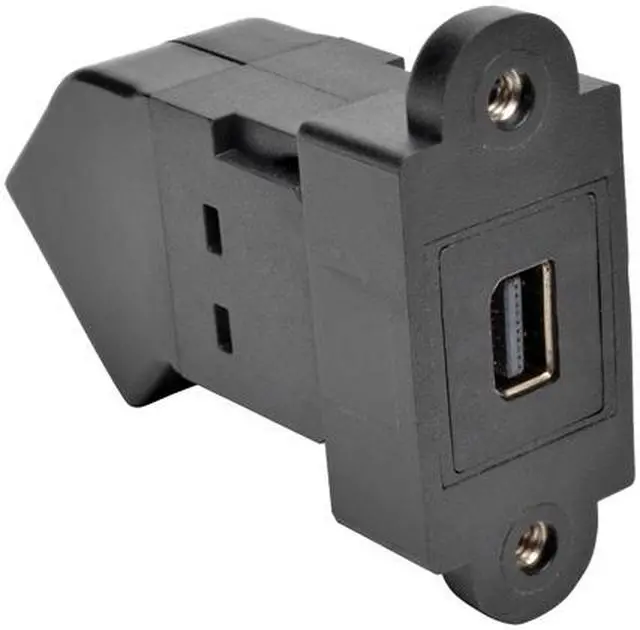Alt view image 2 of 6 - Tripp Lite Mini DisplayPort to DisplayPort All-in-One Keystone/Panel Mount Angled Adapter, MDP to DP (F/F), Black (P169-000-KPA-BK)