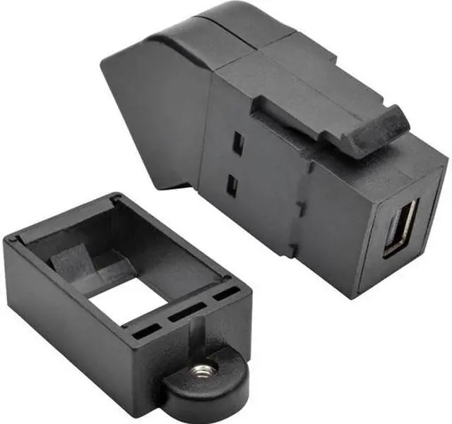 Main image of Tripp Lite Mini DisplayPort to DisplayPort All-in-One Keystone/Panel Mount Angled Adapter, MDP to DP (F/F), Black (P169-000-KPA-BK)