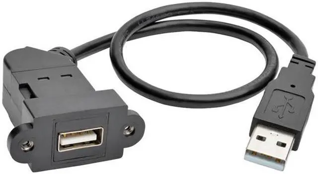 Alt view image 2 of 5 - Tripp Lite USB 2.0 Keystone Panel Mount Extension Coupler Cable (M/F) Angled 1ft (U024-001-KPA-BK)