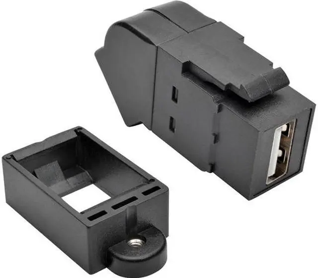 Main image of Tripp Lite U060-000-KPA-BK USB 2.0 All-in-One Keystone/Panel Mount Angled Coupler (F/F), Black