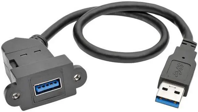 Alt view image 2 of 5 - Tripp Lite U324-001-KPA-BK Black USB 3.0 All-in-One Keystone/Panel Mount Extension Cable, Angled Connector