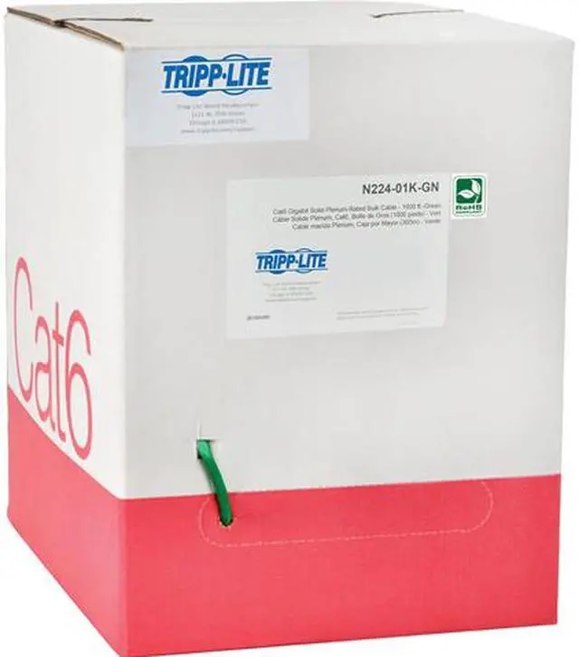 Main image of TRIPP LITE N224-01K-GN 1000 ft. Cat 6 Green Gigabit Bulk Solid-Core Plenum-Rated PVC Cable