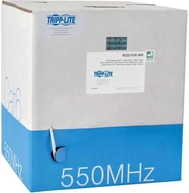 Main image of Tripp Lite Cat6 Gigabit Bulk Solid-Core PVC Cable, White, 1000 ft. (N222-01K-WH)