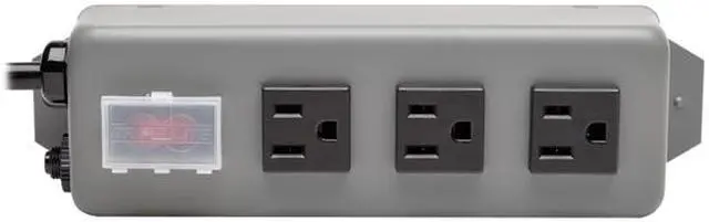 Alt view image 2 of 7 - Tripp Lite Waber 3-Outlet Industrial Power Strip, 9 Feet Cord, NEMA 5-15P Plug, Metal, Switch Guard (3SP9)