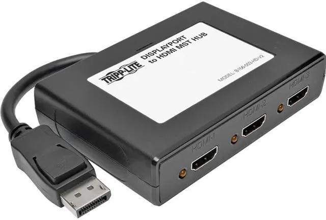 Alt view image 6 of 10 - Tripp Lite B156-003-HD-V2 3-Port DisplayPort 1.2 to HDMI Multi-Stream Transport (MST) Hub, 3840 x 2160 (4K x 2K) UHD