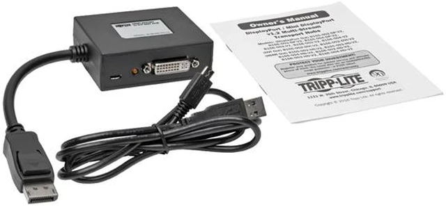 Alt view image 5 of 6 - Tripp Lite B156-002-DVI-V2 2-Port DisplayPort 1.2 to DVI Multi-Stream Transport (MST) Hub, 1920 x 1080 (1080p)