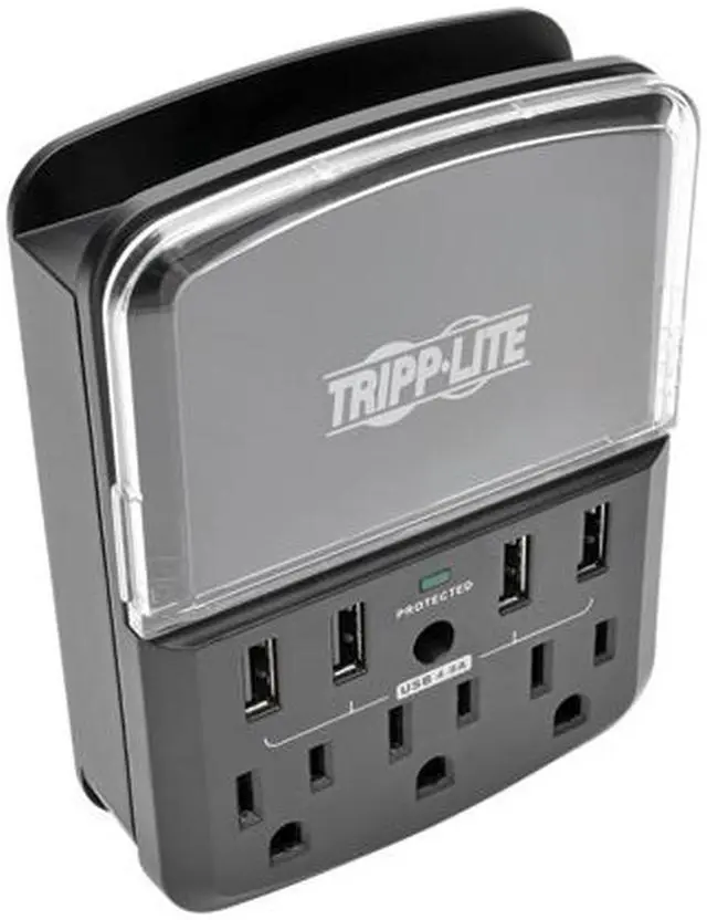 Alt view image 2 of 6 - TRIPP LITE SK34USBB Personal Charging Station w/ 3-Outlet Surge Protector