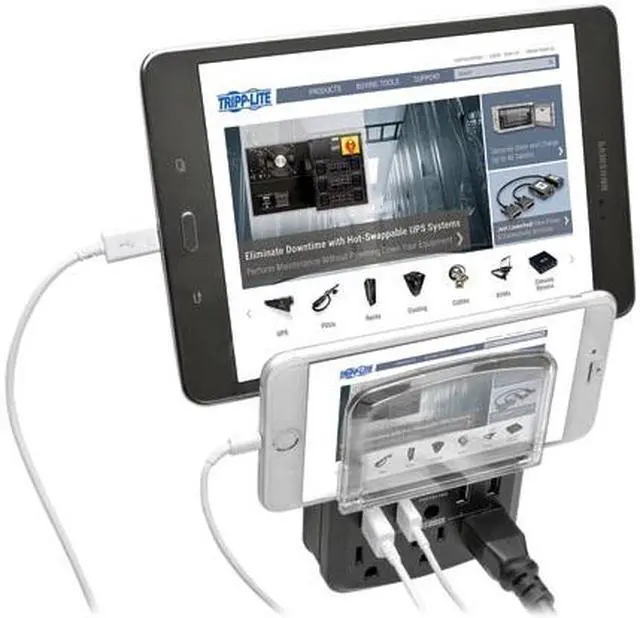 Alt view image 5 of 6 - TRIPP LITE SK34USBB Personal Charging Station w/ 3-Outlet Surge Protector
