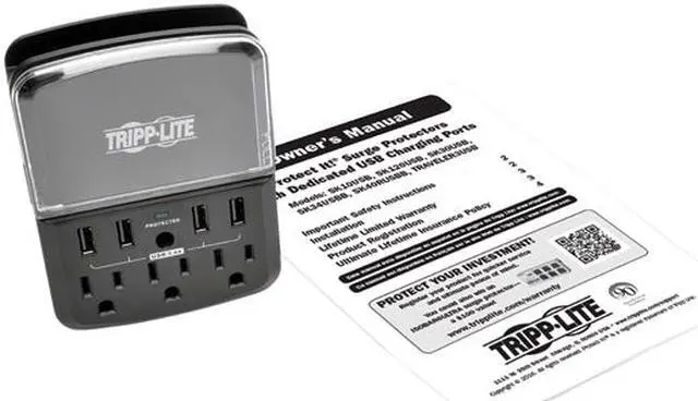 Alt view image 6 of 6 - TRIPP LITE SK34USBB Personal Charging Station w/ 3-Outlet Surge Protector