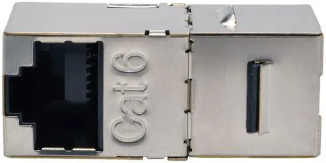 Alt view image 2 of 4 - Tripp Lite N235-001-SH-D Cat6 Straight-Through Modular Shielded In-Line Snap-In Coupler w/90-Degree Down-Angled Port RJ45 F/F