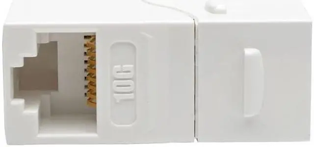 Alt view image 2 of 4 - Tripp Lite N235-001-WH-6AD Cat6a Straight-Through Modular Shielded In-Line Snap-In Coupler w/90° Down-Angled Port, White RJ45