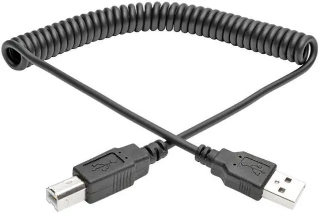 Main image of Tripp Lite U022-010-COIL Black USB 2.0 Hi-Speed A/B Coiled Cable (M/M)