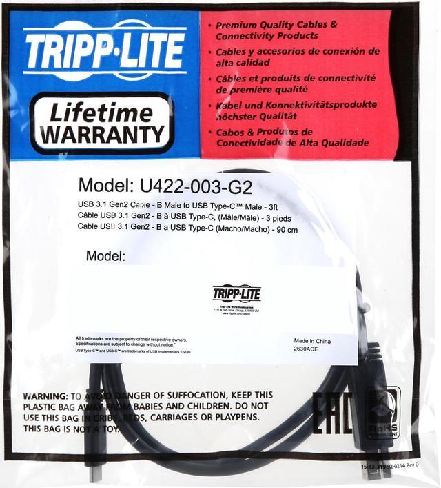 Tripp Lite 3ft USB 3.1 Gen 2 USB-C to USB-A Cable 10 Gbps USB Type-C M/M  3', Black (U428-003-G2)