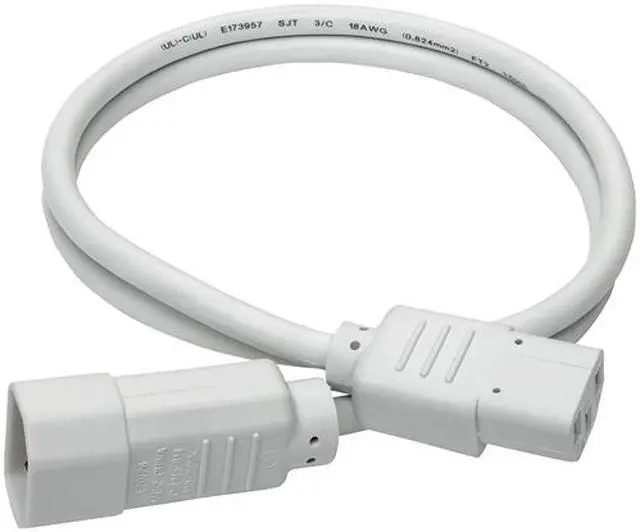 Alt view image 4 of 4 - Tripp Lite Model P004-003-AWH 3 ft. Standard Computer Power Extension Cord, 10A, 18 AWG (IEC-320-C14 to IEC-320-C13) Male to Female