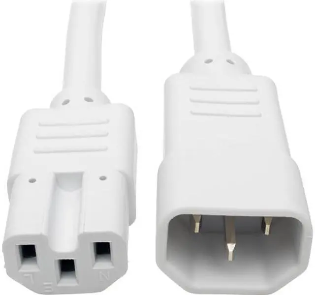 Main image of Tripp Lite Heavy-Duty Computer Power Cord, 15A, 14 AWG (IEC-320-C14 to IEC-320-C15), White, 2 ft. (P018-002-AWH)