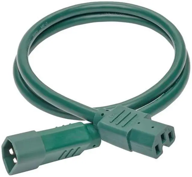Alt view image 5 of 5 - Tripp Lite Heavy-Duty Computer Power Cord, 15A, 14 AWG (IEC-320-C14 to IEC-320-C15), Green, 3 ft. (P018-003-AGN)