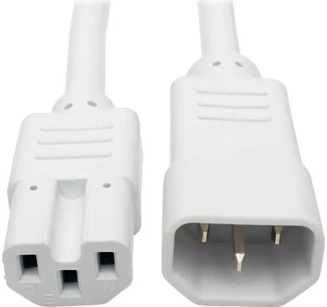 Main image of Tripp Lite Heavy-Duty Computer Power Cord, 15A, 14 AWG (IEC-320-C14 to IEC-320-C15), White, 3 ft. (P018-003-AWH)