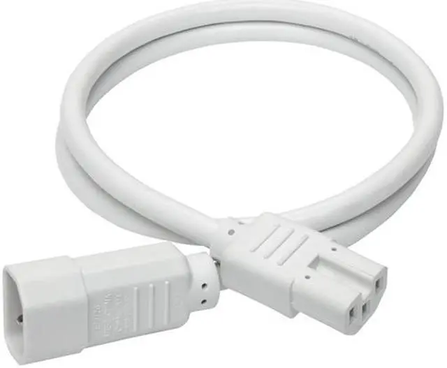 Alt view image 5 of 5 - Tripp Lite Heavy-Duty Computer Power Cord, 15A, 14 AWG (IEC-320-C14 to IEC-320-C15), White, 3 ft. (P018-003-AWH)