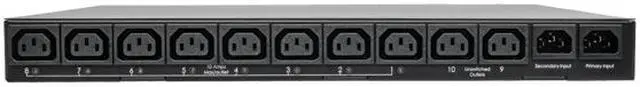 Alt view image 3 of 5 - Tripp Lite Metered PDU with ATS, 200 – 240 V Outlets (10 C13), 2 C14 Inlets, 3.6 m Cords, 1U Rack-Mount Power, TAA (PDUMH15HVAT)