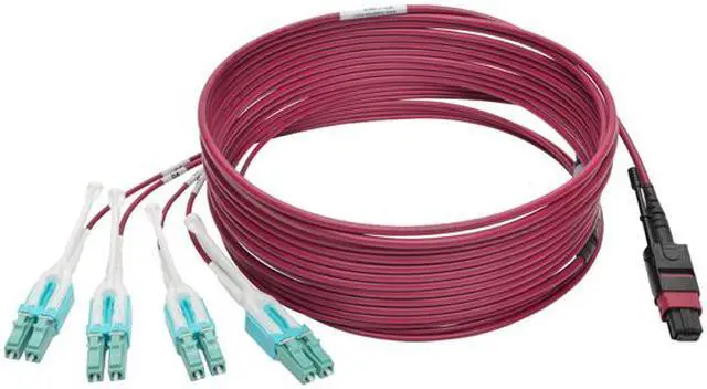 Alt view image 5 of 9 - Tripp Lite MTP/MPO to 8xLC Fan-Out Patch Cable, 40 GbE, 40GBASE-SR4, OM4 Plenum-Rated, Push/Pull Tab, Magenta, 5 m (16.4 ft.) (N845-05M-8L-MG)
