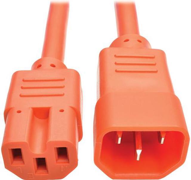 Main image of Tripp Lite Heavy-Duty Computer Power Cord, 15A, 14 AWG (IEC-320-C14 to IEC-320-C15), Orange, 6 ft. (P018-006-AOR)