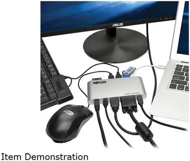 Alt view image 5 of 5 - Tripp Lite USB 3.1 Gen 1 USB-C Docking Station w/ USB-A, DVI, HDMI, VGA, DP, MDP, Gigabit Ethernet, Mem Card, 3.5 mm & USB-C Charging Port (U442-DOCK1)