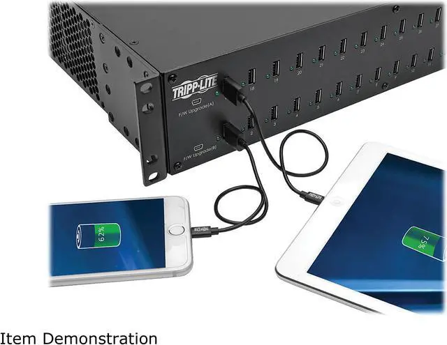 Alt view image 6 of 6 - Tripp Lite 32-Port USB Charging Station with Syncing, 5V 80A (400W) USB Charger Output, 2U Rack-Mount (U280-032-RM)