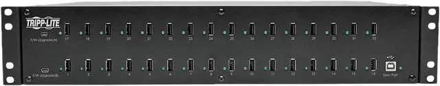 Alt view image 2 of 6 - Tripp Lite 32-Port USB Charging Station with Syncing, 5V 80A (400W) USB Charger Output, 2U Rack-Mount (U280-032-RM)