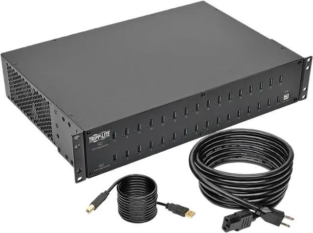 Alt view image 5 of 6 - Tripp Lite 32-Port USB Charging Station with Syncing, 5V 80A (400W) USB Charger Output, 2U Rack-Mount (U280-032-RM)