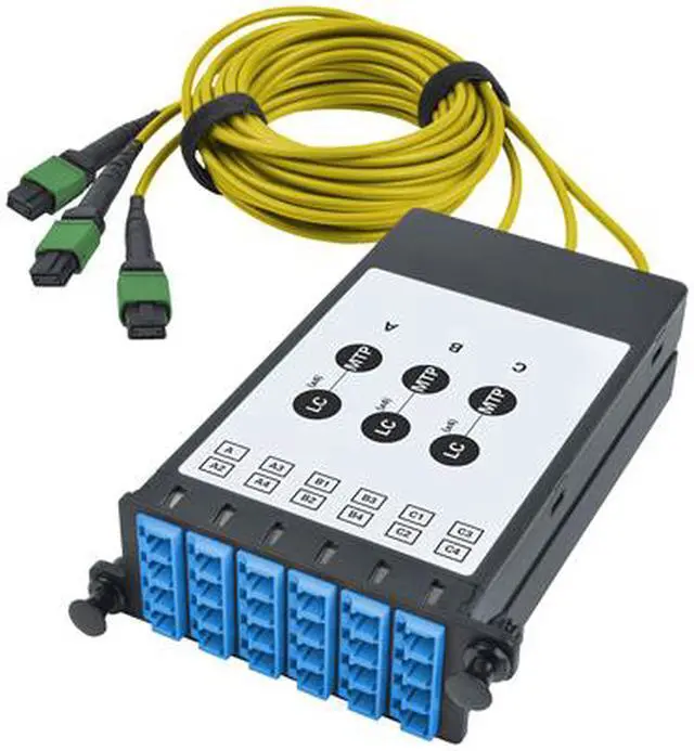 Alt view image 2 of 5 - Tripp Lite 40/100Gb Singlemode Fiber, 40Gb to 4 x 10Gb, 100Gb to 4 x 25Gb, Breakout Cassette, (x3) 8-Fiber MTP/MPO (APC) to (x12) LC (UPC) Duplex 8.3/125, N482 Chassis (N482-3M8L12S)